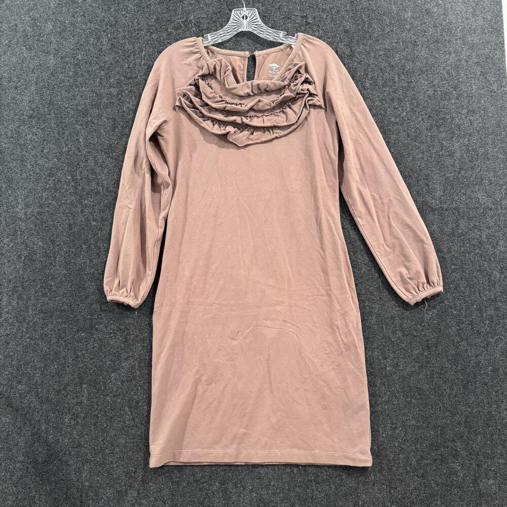 Acacia Dress Womens XS Mauve Long Sleeve Ruffle Front Knit Shift Casual Chic